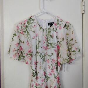 Jessica Howard Maxi Long Dress Womens Size 6 Floral Short Sleeve Fairy New